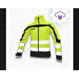 SOFTFLEX Softshell Munkás kabát, vízlepergető (Neon sárga / fekete) (D203)